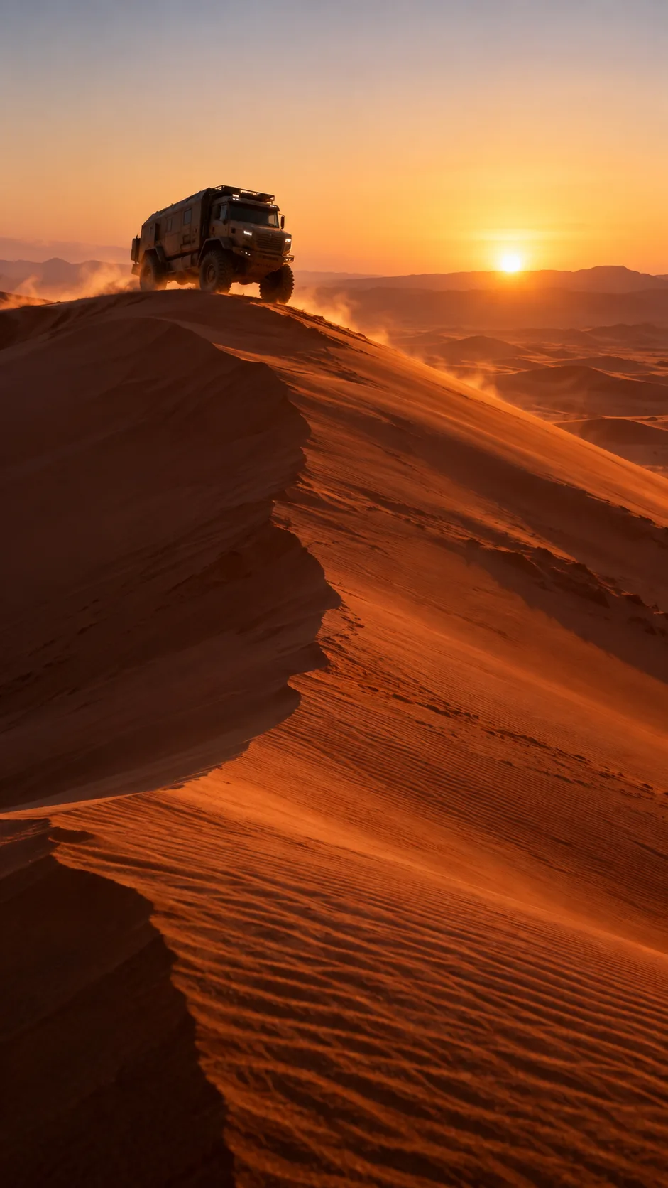 Dune convoy at dawn